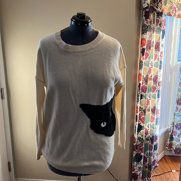 Peeking Black Cat Plus-size Sweater 1X - Picture 2 of 9